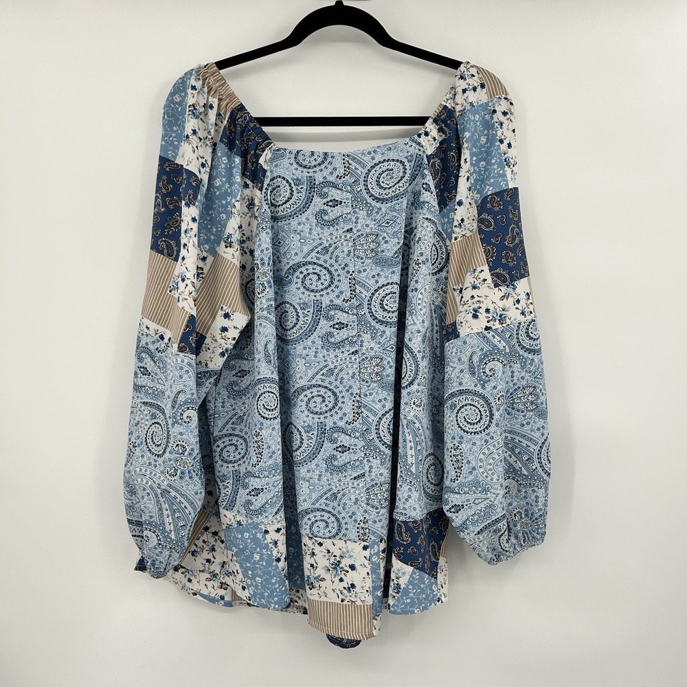Davi & Dani Boho Patchwork Tunic Top Size L  Paisley Floral Cottagecore‎ Hippie - Picture 8 of 9